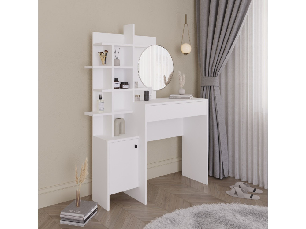 Mesa de maquilhagem de madeira "Mup" 105 x 35 x 151 cm - Branco