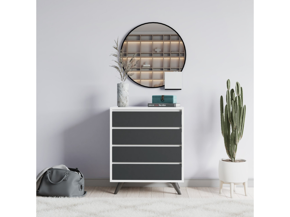 Cómoda de madeira "Suvera" - 70 x 40 x 86 cm - Branco