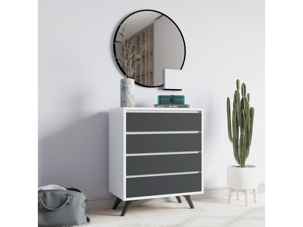 Cómoda de madeira "Suvera" - 70 x 40 x 86 cm - Branco