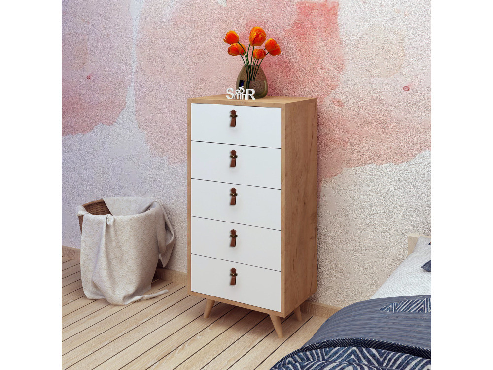 Arca de madeira "Frenzu" - 50 x 40 x 103 cm - Branco