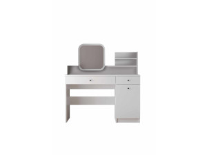 Toucador "Harmony Square" com espelho de madeira - 124 x 40 x 135 cm - Branco