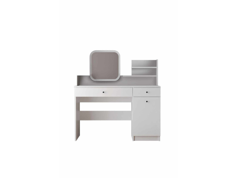 Toucador "Harmony Square" com espelho quadrado de madeira - 124 x 40 x 135 cm - Branco
