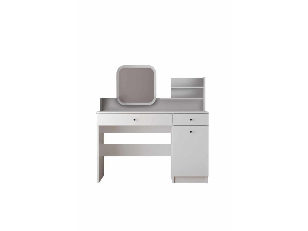 Toucador "Harmony Square" com espelho quadrado de madeira - 124 x 40 x 135 cm - Branco
