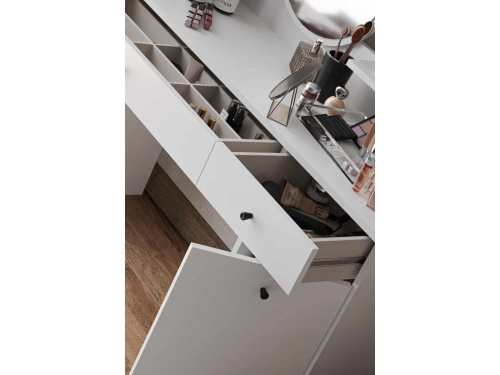 Toucador "Harmony Square" com espelho quadrado de madeira - 124 x 40 x 135 cm - Branco