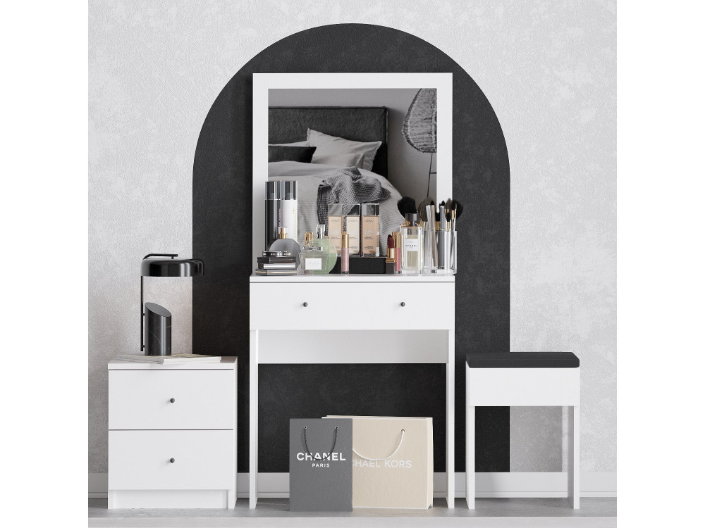 Conjunto de toucador de madeira "Nice" - 65 x 35 x 139 cm - Branco