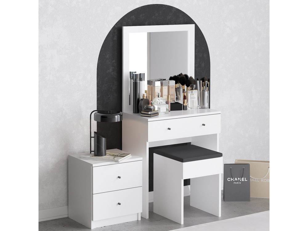 Conjunto de toucador de madeira "Nice" - 65 x 35 x 139 cm - Branco