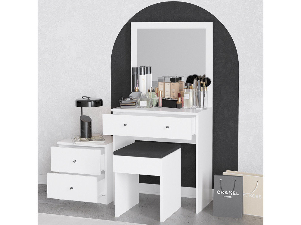 Conjunto de toucador de madeira "Nice" - 65 x 35 x 139 cm - Branco