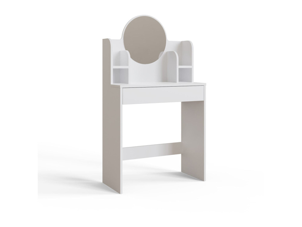 Toucador "Idis" com espelho de madeira - 75 x 35 x 135 cm - Branco