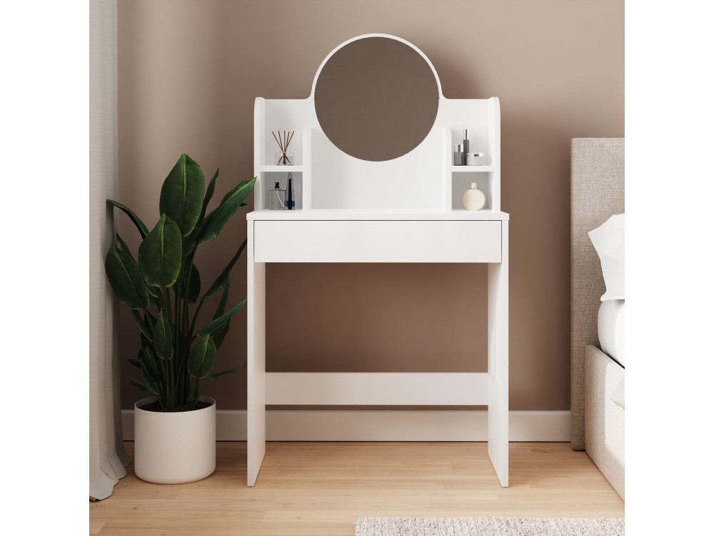 Toucador "Idis" com espelho de madeira - 75 x 35 x 135 cm - Branco