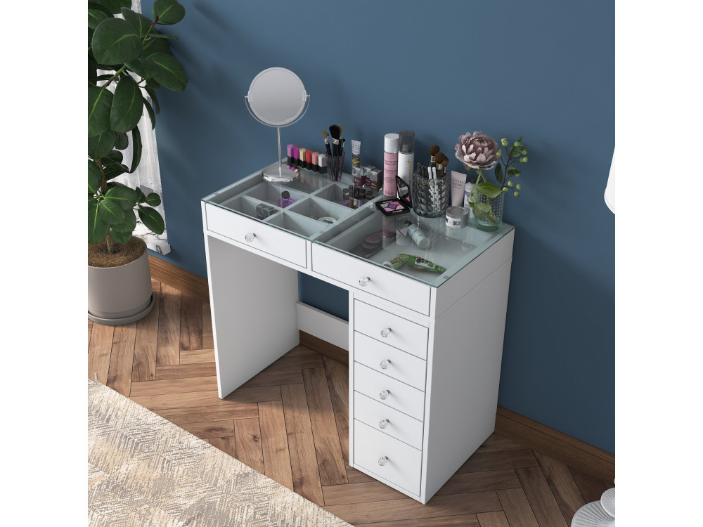 Toucador "Soma" com gavetas embutidas em madeira - 90 x 44 x 80 cm - Branco