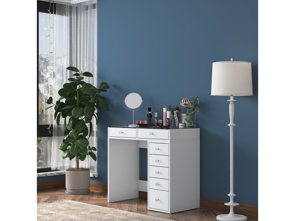 Toucador "Soma" com gavetas embutidas em madeira - 90 x 44 x 80 cm - Branco