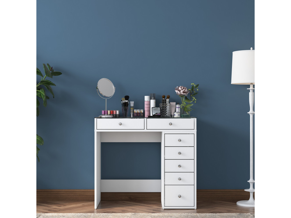 Toucador "Soma" com gavetas embutidas em madeira - 90 x 44 x 80 cm - Branco