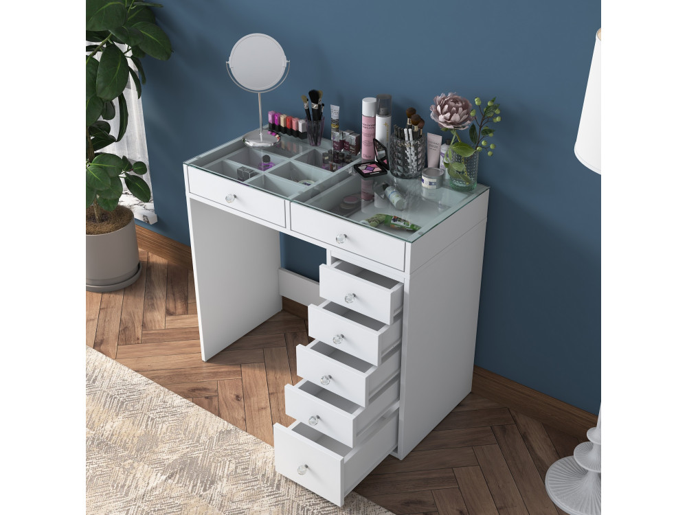 Toucador "Soma" com gavetas embutidas em madeira - 90 x 44 x 80 cm - Branco