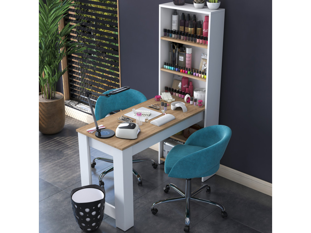 Toucador "Ferna" com prateleiras de madeira - 120 x 54 x 154 cm - Castanho