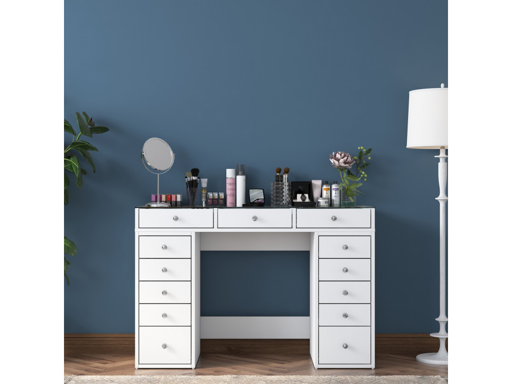 Toucador "Sina" com gavetas embutidas em madeira - 120 x 44 x 80 cm - Branco