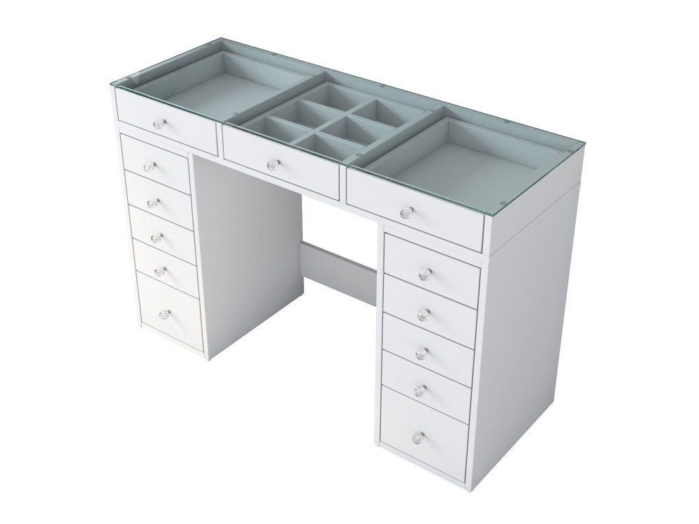 Toucador "Sina" com gavetas embutidas em madeira - 120 x 44 x 80 cm - Branco