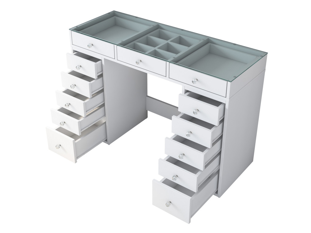 Toucador "Sina" com gavetas embutidas em madeira - 120 x 44 x 80 cm - Branco