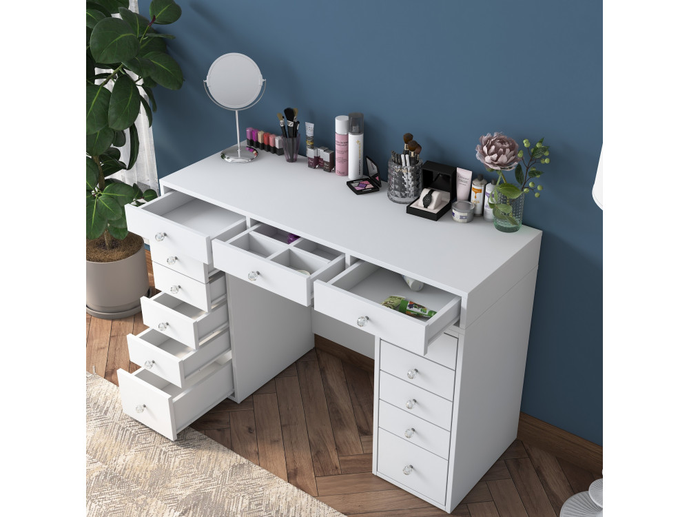 Toucador "Sena" com gavetas embutidas em madeira - 120 x 44 x 82 cm - Branco