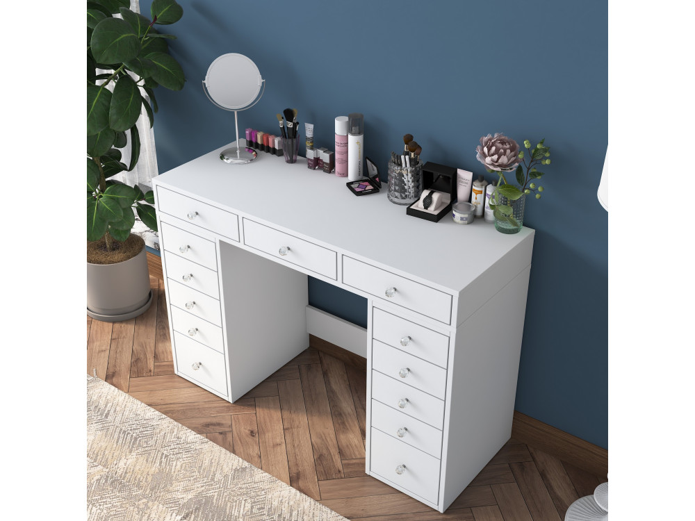 Toucador "Sena" com gavetas embutidas em madeira - 120 x 44 x 82 cm - Branco