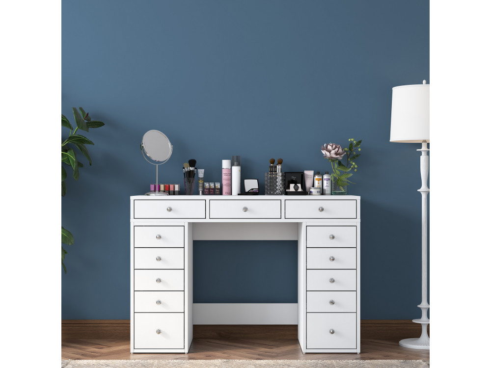 Toucador "Sena" com gavetas embutidas em madeira - 120 x 44 x 82 cm - Branco