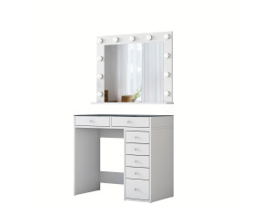 Toucador "Kona" com espelho de madeira - 90 x 44 x 80 cm - Branco