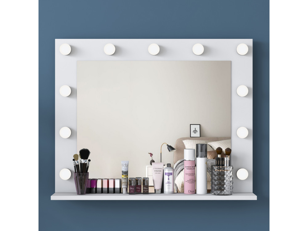 Toucador "Baria" com espelho de madeira - 120 x 44 x 80 cm - Branco