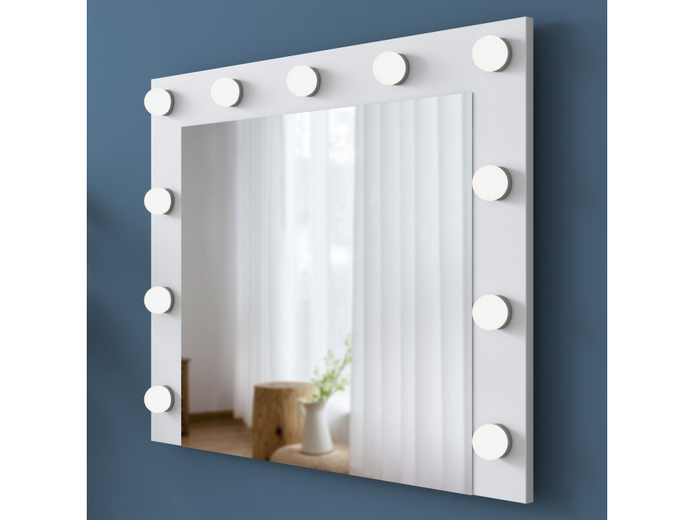 Toucador "Baria" com espelho de madeira - 120 x 44 x 80 cm - Branco