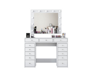 Toucador "Sirma" com espelho de madeira - 120 x 44 x 82 cm - Branco