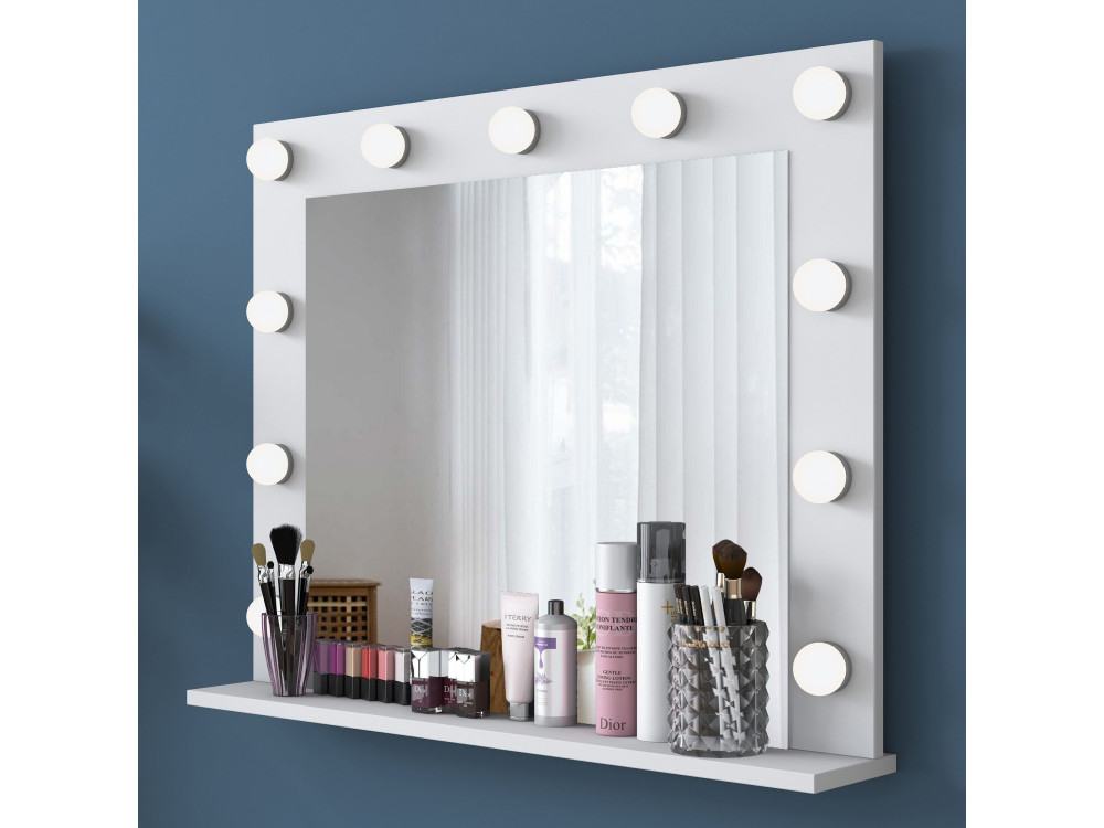 Toucador "Sirma" com espelho de madeira - 120 x 44 x 82 cm - Branco
