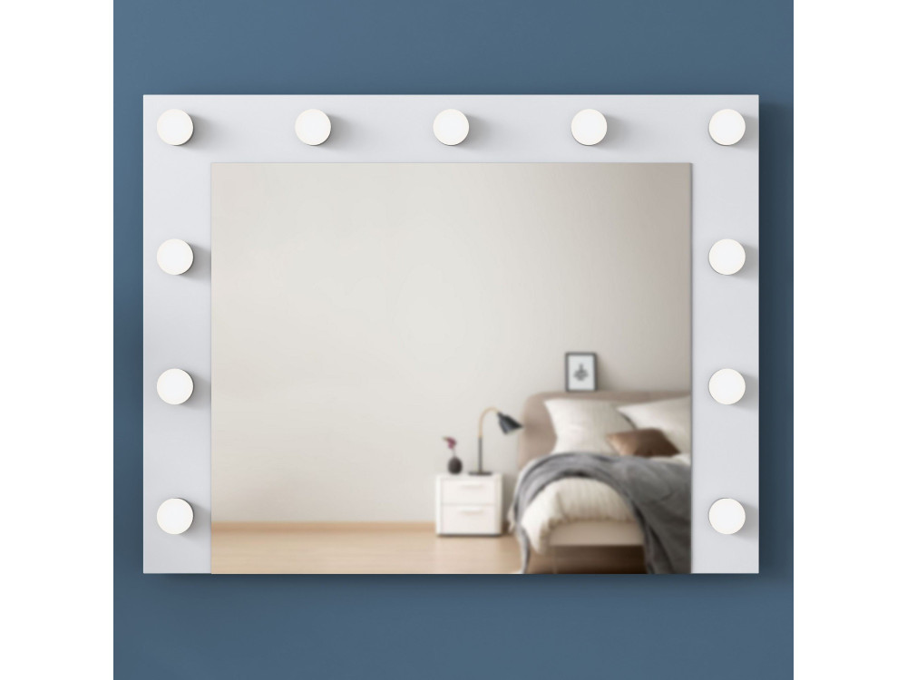 Toucador "Sirma" com espelho de madeira - 120 x 44 x 82 cm - Branco
