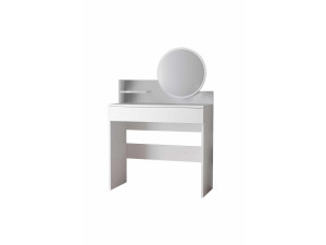 Toucador "Harmony Mini Round" com espelho de madeira - 90 x 40 x 133 cm - Branco
