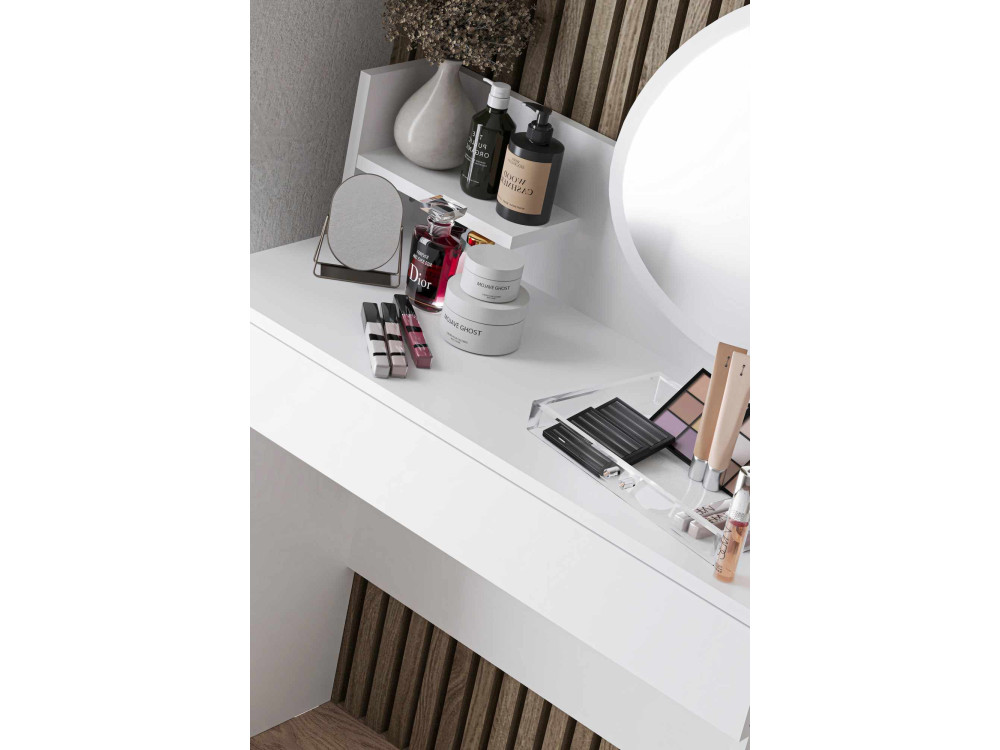 Toucador "Harmony Mini Amorphous" com espelho de madeira - 90 x 40 x 133 cm - Branco