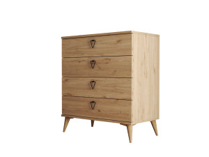 Cómoda de madeira "Versa-Ce" - 80 x 45 x 90 cm - Castanho