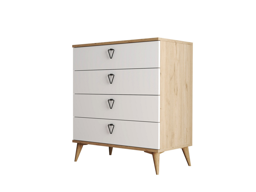 Cómoda de madeira "Versa-Ce" - 80 x 45 x 90 cm - Branco