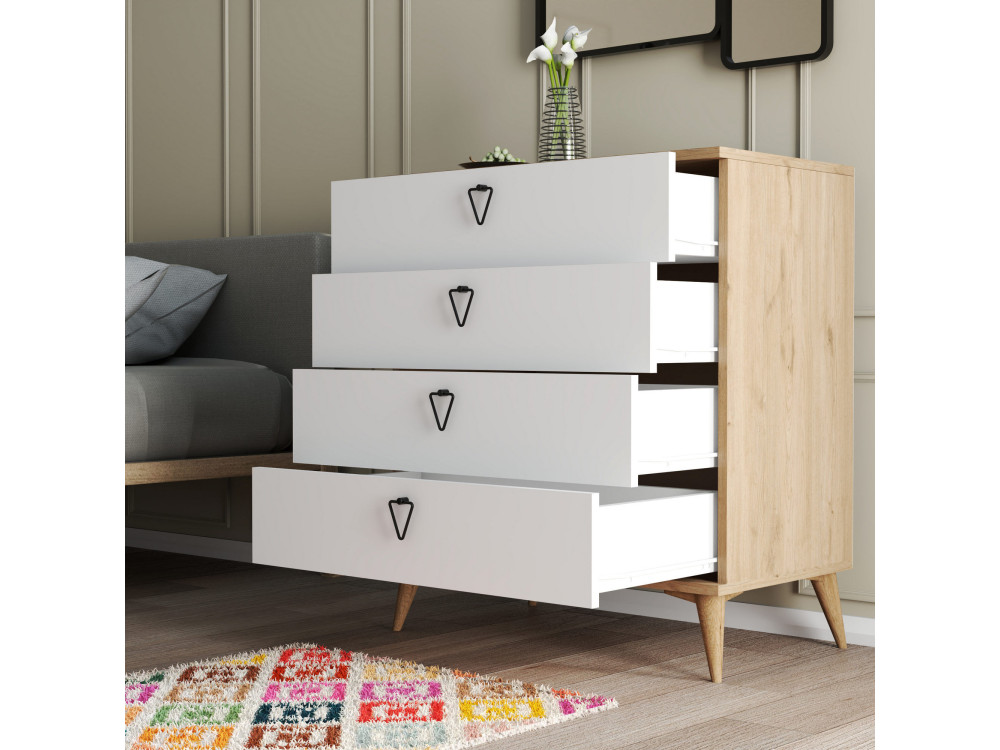 Cómoda de madeira "Versa-Ce" - 80 x 45 x 90 cm - Branco
