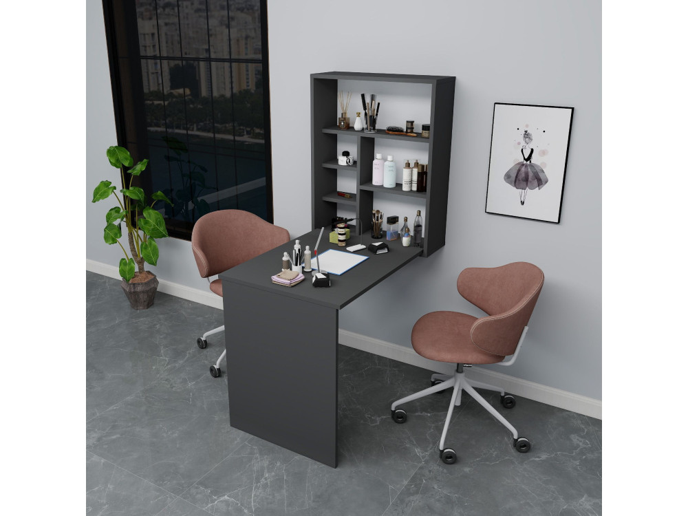 Mesa de maquilhagem em madeira "Sedir" - 90 x 59 x 74 cm - Cinzento antracite