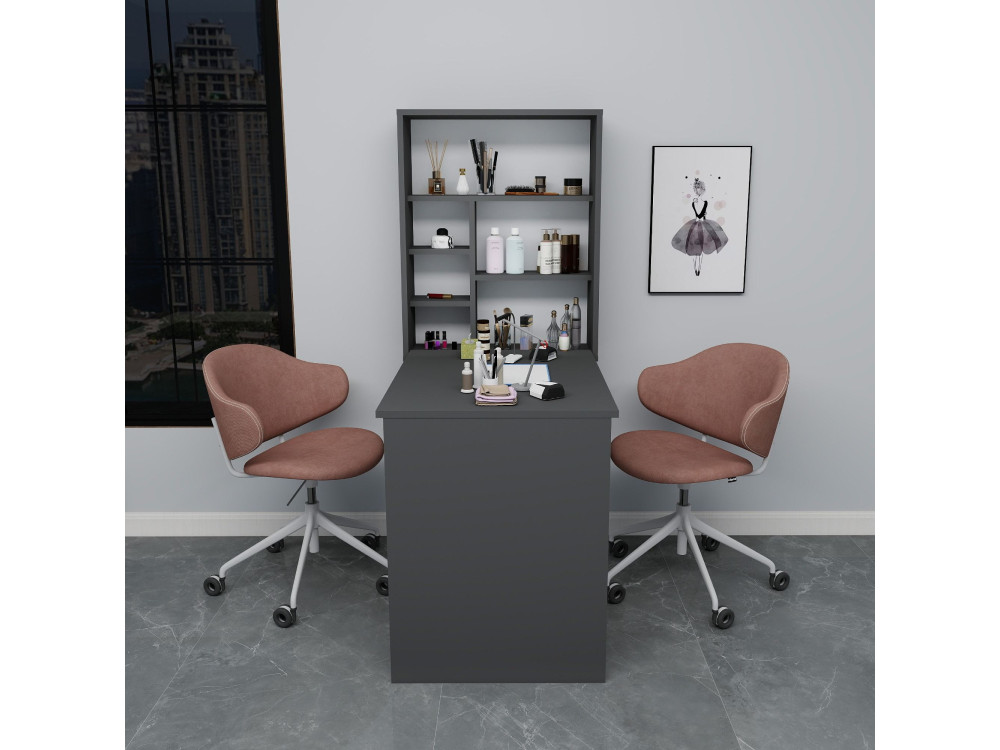 Mesa de maquilhagem em madeira "Sedir" - 90 x 59 x 74 cm - Cinzento antracite