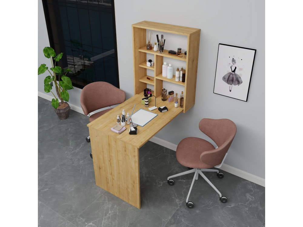 Mesa de maquilhagem em madeira "Sedir" - 90 x 59 x 74 cm - Bege