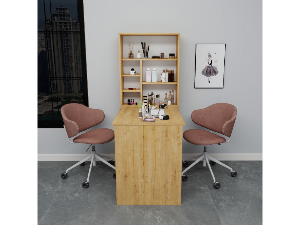 Mesa de maquilhagem em madeira "Sedir" - 90 x 59 x 74 cm - Bege