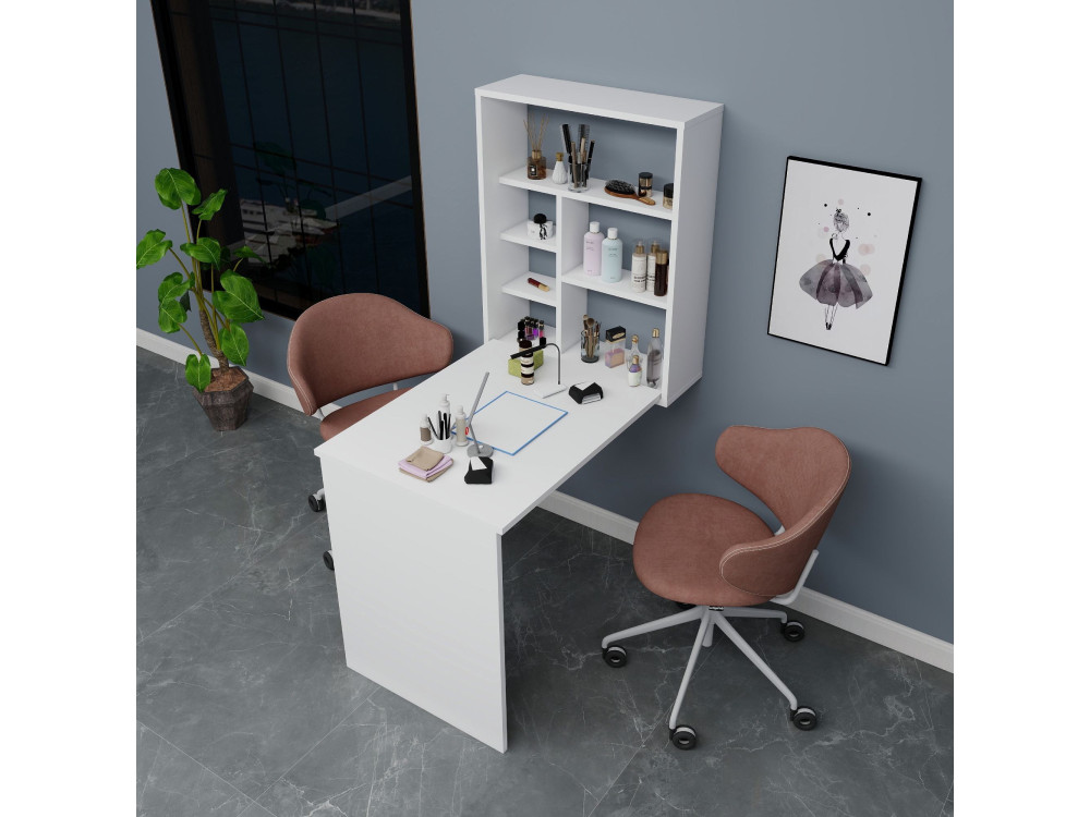 Mesa de maquilhagem em madeira "Sedir" - 90 x 59 x 74 cm - Branco