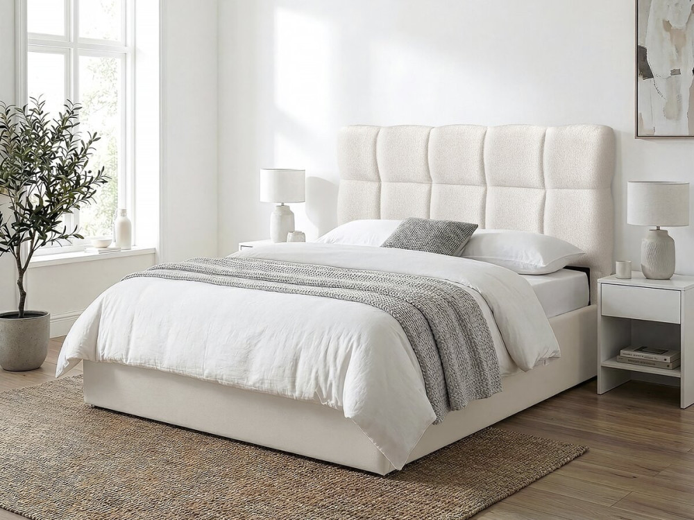Cabeceira de cama em tecido grosso tipo bolha "Alpe d'Huez" - 160 cm - Bege