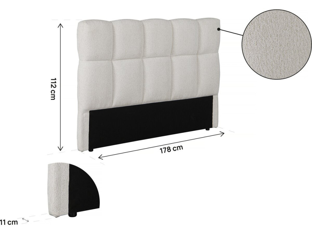 Cabeceira de cama em tecido grosso tipo bolha "Alpe d'Huez" - 160 cm - Bege