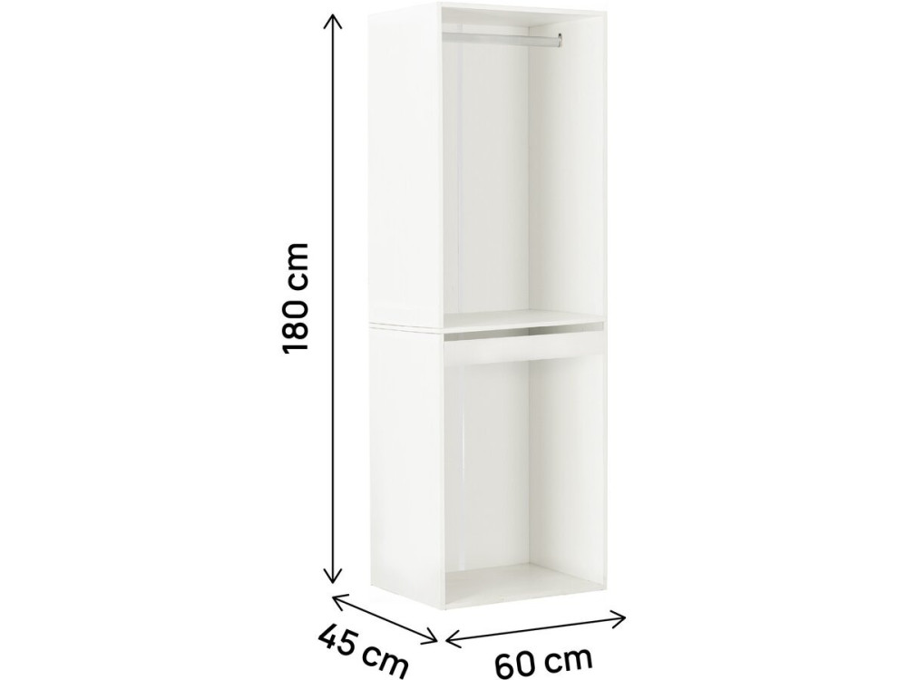 Roupeiro "Opera" com espaço para pendurar e suporte para calças - 60 x 45 x 180 cm - Branco