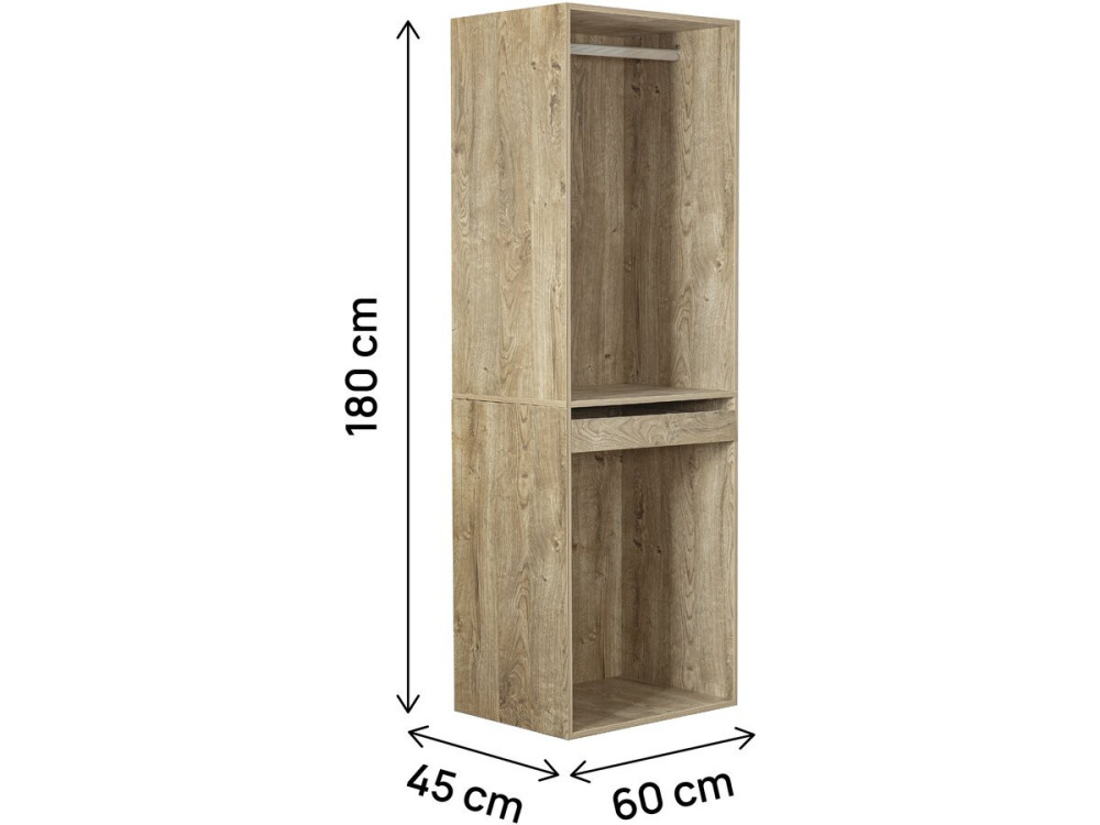 Roupeiro "Opéra" com espaço para pendurar e suporte para calças - 60 x 45 x 180 cm - Bege