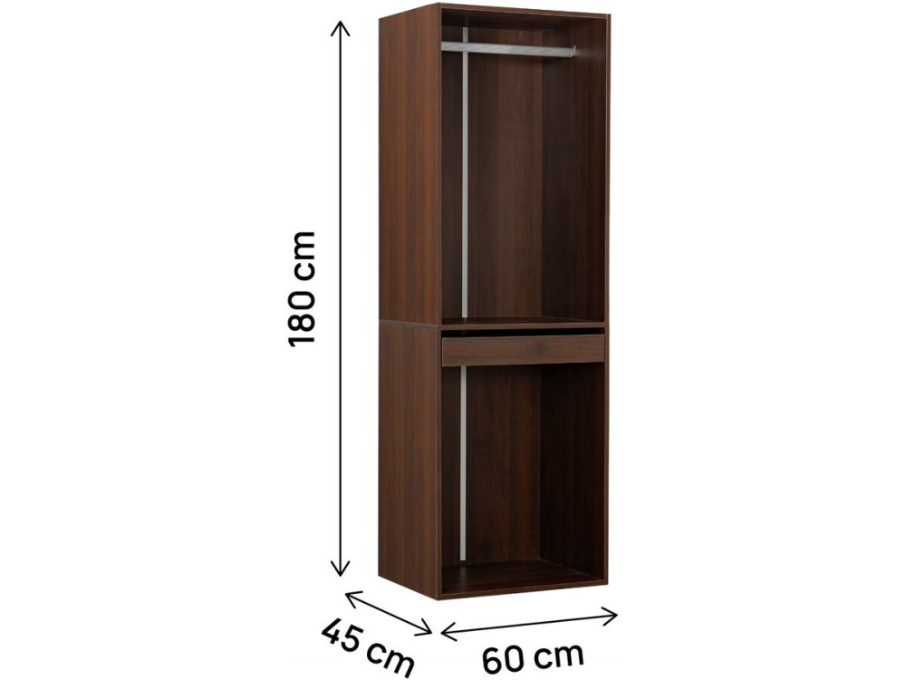 Roupeiro "Opéra" com espaço para pendurar - 60 x 45 x 180 cm - Castanho