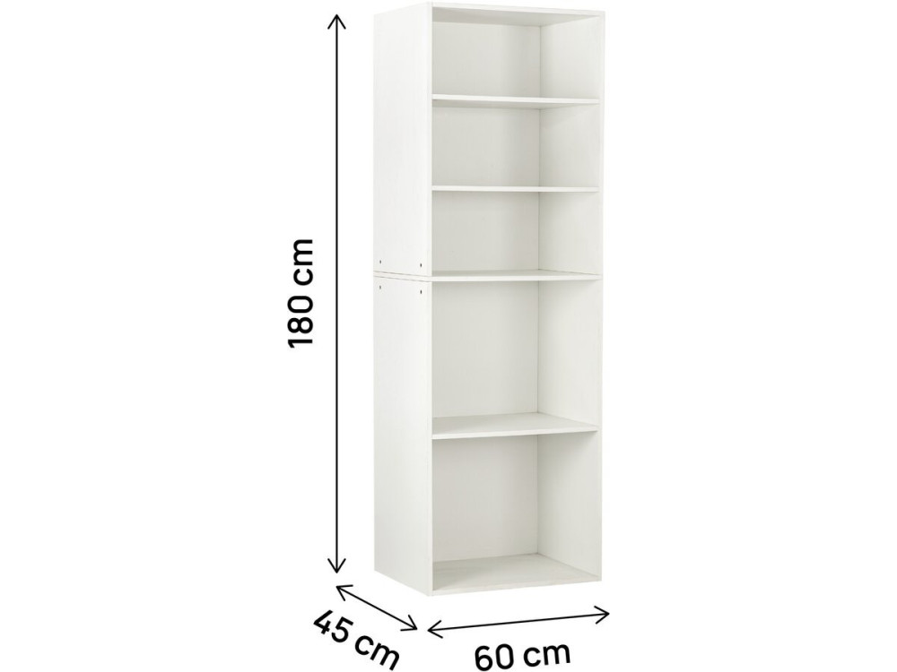 Roupeiro "Opéra" com 5 prateleiras - 60 x 45 x 180 cm - Branco