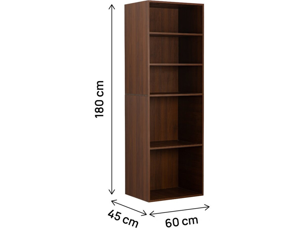 Armário "Opéra" com 5 prateleiras - 60 x 45 x 180 cm - Castanho
