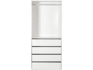 Roupeiro "Opéra" com 4 gavetas e 1 espaço para pendurar - 80 x 45 x 180 cm - Branco