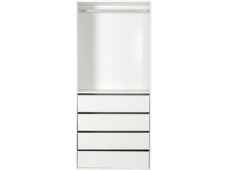 Roupeiro "Opéra" com 4 gavetas e 1 espaço para pendurar - 80 x 45 x 180 cm - Branco