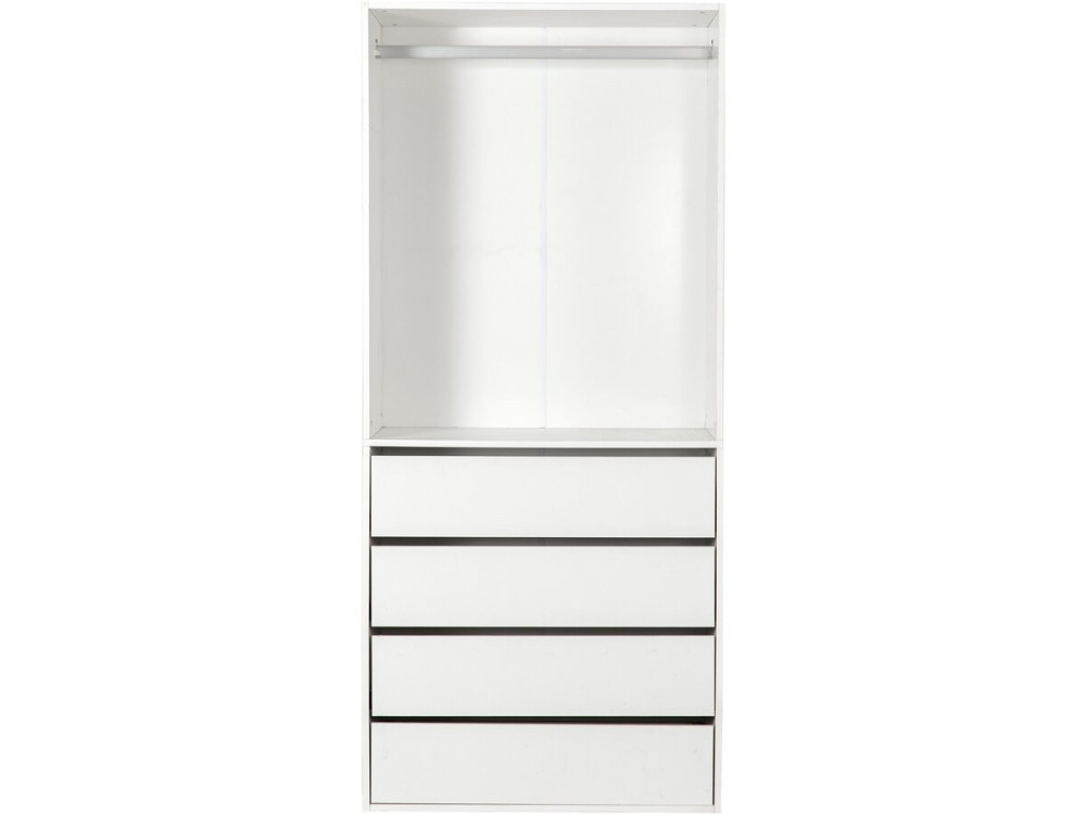 Roupeiro "Opéra" com 4 gavetas e 1 espaço para pendurar - 80 x 45 x 180 cm - Branco